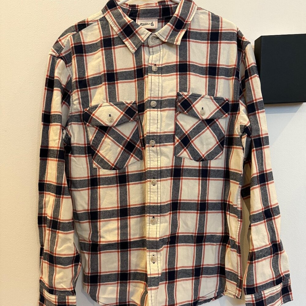 Adult Long Sleeve Plaid Flannel Button-Down Shirt - Woolrich/target Cream/Navy